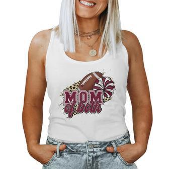Mom Of Both Football And Cheer Leopard Maroon Women Tank Top - Seseable
