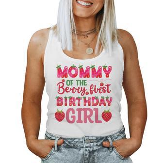 Mommy Of The Berry First Birthday Strawberry Girl Matching Women Tank Top | Mazezy