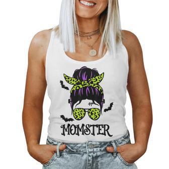 Momster Halloween Messy Bun Mom Ster Women Tank Top - Seseable