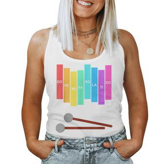 Music Xylophone Vintage Percussion Instrument Rainbow Color Women Tank Top | Mazezy