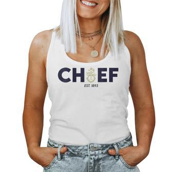 Navy Chief With Inset Anchor- Blue And Gold Women Tank Top | Mazezy