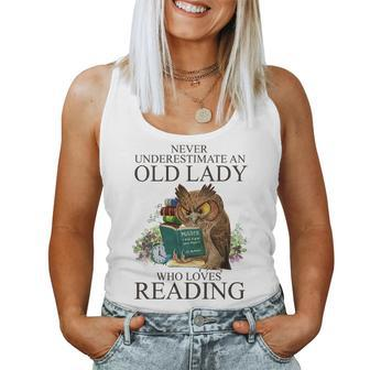 Never Underestimate An Old Lady Who Loves Reading Owl Women Tank Top Basic Casual Daily Weekend Graphic - Seseable