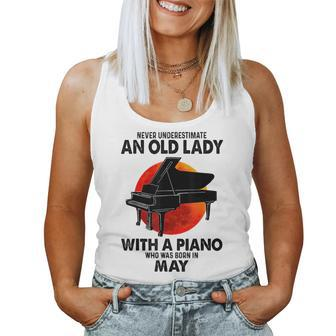 Never Underestimate An Old Lady With A Piano Born In May Women Tank Top Basic Casual Daily Weekend Graphic - Seseable