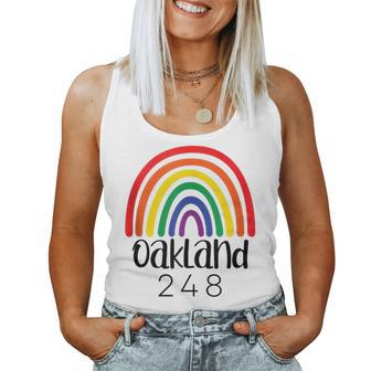 Oakland 248 Detroit Area Code Rainbow Gay Pride Women Tank Top | Mazezy