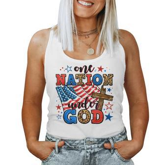 One Nation Patriotic Under God Flag 4Th Of July Christian Women Tank Top | Mazezy
