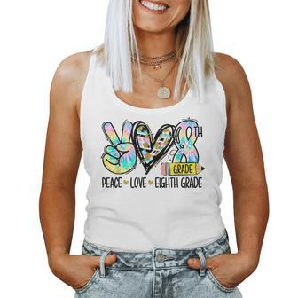 Peace Love Eighth Grade Tie Dye Student Teacher Women Tank Top - Seseable