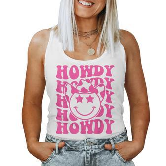 Pink Howdy Smile Face Rodeo Western Country Southern Cowgirl Women Tank Top - Monsterry