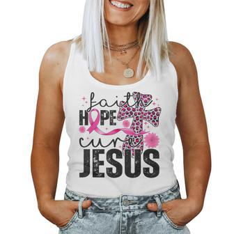 Pink Ribbon Breast Cancer Warrior Faith Hope Cure Jesus Women Tank Top - Monsterry