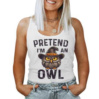 Pretend I'm An Owl Costume Lazy Halloween Women Tank Top - Seseable