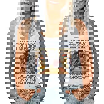 I Read Book I Drink Coffee I Know Things Cat Book Nerd For Coffee Lovers Women Tank Top | Mazezy