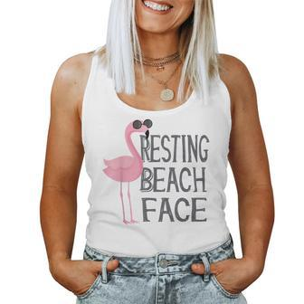 Resting Beach Face Flamingo Summer Holiday Vibes Women Tank Top | Mazezy
