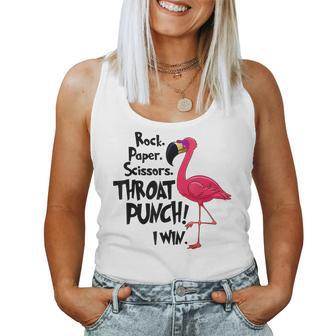 Rock Paper Scissors Throat Punch I Win Flamingo Flamingo Women Tank Top | Mazezy