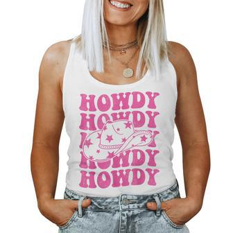 Rodeo White Howdy Western Retro Cowboy Hat Southern Cowgirl Women Tank Top - Monsterry