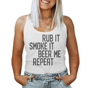 I Rub My Meat Bbq Smoker Grillmaster Beer Me Smoke'em Women Tank Top | Mazezy