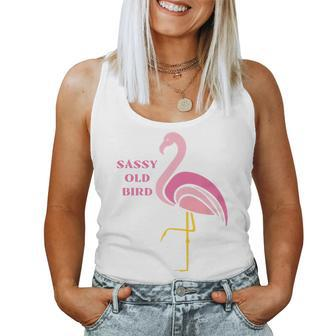 Sassy Old Bird Pink Flamingo Women Tank Top | Mazezy