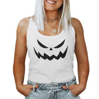 Scary Spooky Jack O Lantern Face Pumpkin Halloween Women Tank Top - Monsterry