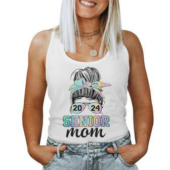 Senior 2024 Mom Class Of 24 Proud Mom Messy Bun Tie Dye For Mom Women Tank Top | Mazezy