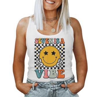 Seven Is A Vibe 7Th Birthday Groovy Boys Girls 7 Years Old Women Tank Top - Seseable