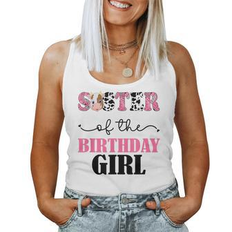 Sister Of The Birthday For Girl Cow Farm 1St Birthday Cow Women Tank Top Weekend Graphic - Monsterry
