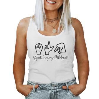 Slp Speech Language Pathologist Hand Sign Funny Gift Women Tank Top Basic Casual Daily Weekend Graphic - Seseable