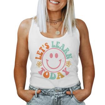 Smile Face Lets Learn Today Teacher Motivational Sayings Women Tank Top Weekend Graphic - Thegiftio UK