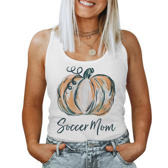 Soccer Mom Watercolor Pumpkin Fall Thanksgiving Halloween Women Tank Top | Mazezy