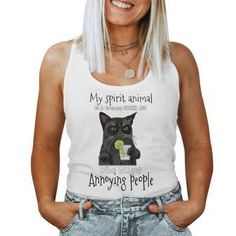 My Spirit Animal Is A Grumpy Drunk Cat Who Slaps Annoying Women Tank Top - Seseable