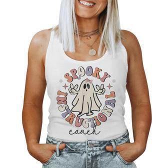 Spooky Instructional Coach Ghost Halloween Teacher Groovy Women Tank Top - Monsterry AU