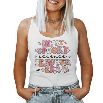 In My Spooky Science Teacher Era Cute Ghost Groovy Halloween Women Tank Top - Thegiftio UK