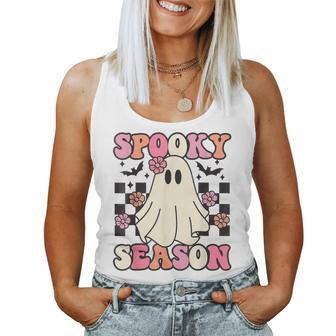 Spooky Season Halloween Ghost Costume Retro Groovy Women Tank Top | Mazezy CA