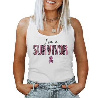 Im A Survivor Leopard Retro Breast Cancer Awareness Women Tank Top - Seseable
