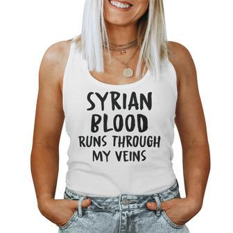 Syrian Blood Runs Through My Veins Novelty Sarcastic Word Women Tank Top - Seseable
