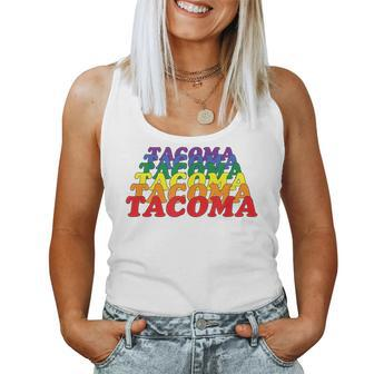 Tacoma City Gay Pride Rainbow Word Women Tank Top | Mazezy