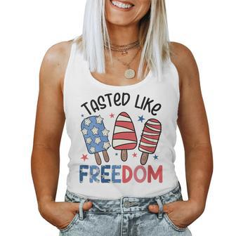Tasted Like Freedom Ice Cream American Flag 4Th Of July Freedom Women Tank Top | Mazezy