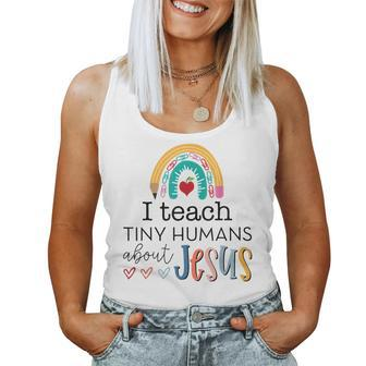 I Teach Tiny Humans About Jesus Christian Teacher Women Tank Top - Monsterry