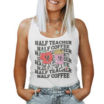 Teacher Half Teacher Half Coffee Back To School Women Tank Top - Monsterry