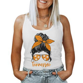 Tennessee Girls Tri Stars Messy Bun Hair Orange White Women Tank Top | Mazezy