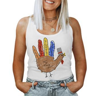 Thanksgiving Hand Turkey Thanksgiving Teacher Thankful Women Tank Top - Seseable