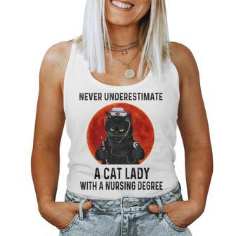 Never Underestimate A Cat Lady With A Nursing Degree Women Tank Top - Monsterry DE