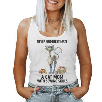 Never Underestimate A Cat Mom With Sewing Skills Cat Sewing Women Tank Top | Mazezy