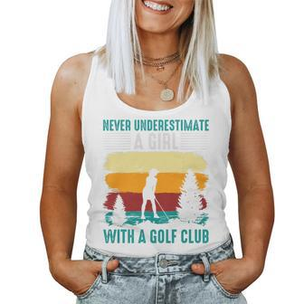 Never Underestimate A Girl With A Golf Club Women Tank Top | Mazezy
