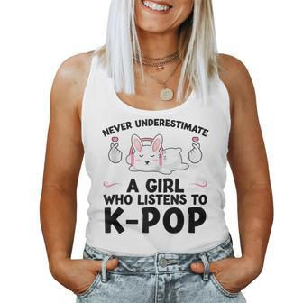 Never Underestimate A Girl Who Listens To K-Pop K-Pop Bunny Women Tank Top - Thegiftio UK