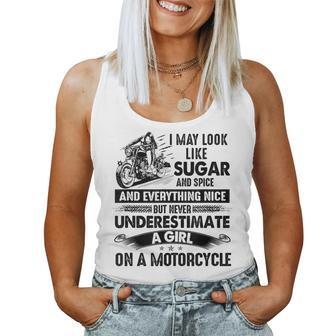 Never Underestimate A Girl On A Motorcycle Biker Motorcycle Women Tank Top | Mazezy
