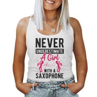Never Underestimate A Girl With A Saxophone Idea Women Women Tank Top - Monsterry DE