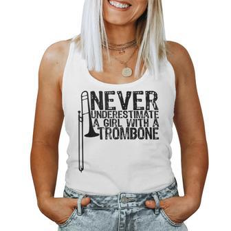 Never Underestimate A Girl With A Trombone Women Tank Top | Mazezy
