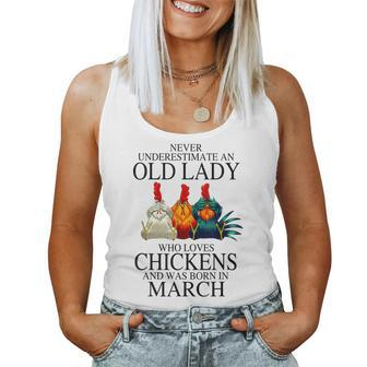 Never Underestimate An Old Lady Who Loves Chickens March Women Tank Top - Thegiftio UK