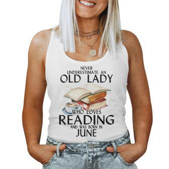 Never Underestimate An Old Lady Who Loves Reading June Women Tank Top | Mazezy
