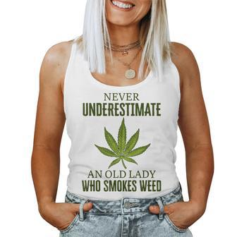 Never Underestimate An Old Lady Who Smokes Weed Weed Women Tank Top | Mazezy