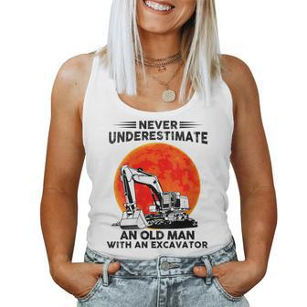 Never Underestimate An Old Man With An Excavator Mechanic Women Tank Top | Mazezy CA