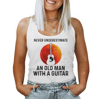 Never Underestimate An Old Man With A Guitar Moon Women Tank Top | Mazezy